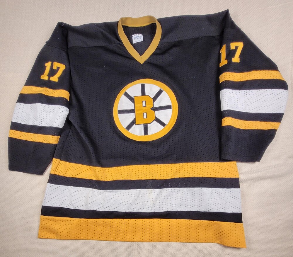 Vtg Boston Bruins Hockey Jersey Mens XL Heist #17 NHL Hockey Black Jerry's 90s
